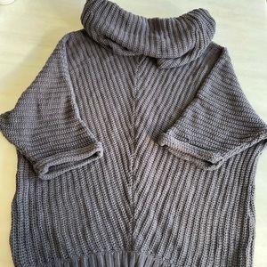 Anthropologie Slouchy Cowl Neck Chunky Cable Knit Sweater, Purple Gray